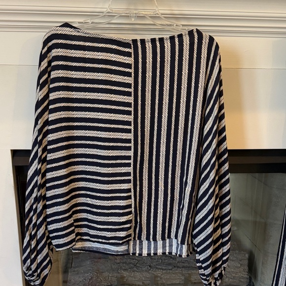Trina Turk Navy and Cream Striped Top EUC - Picture 4 of 4